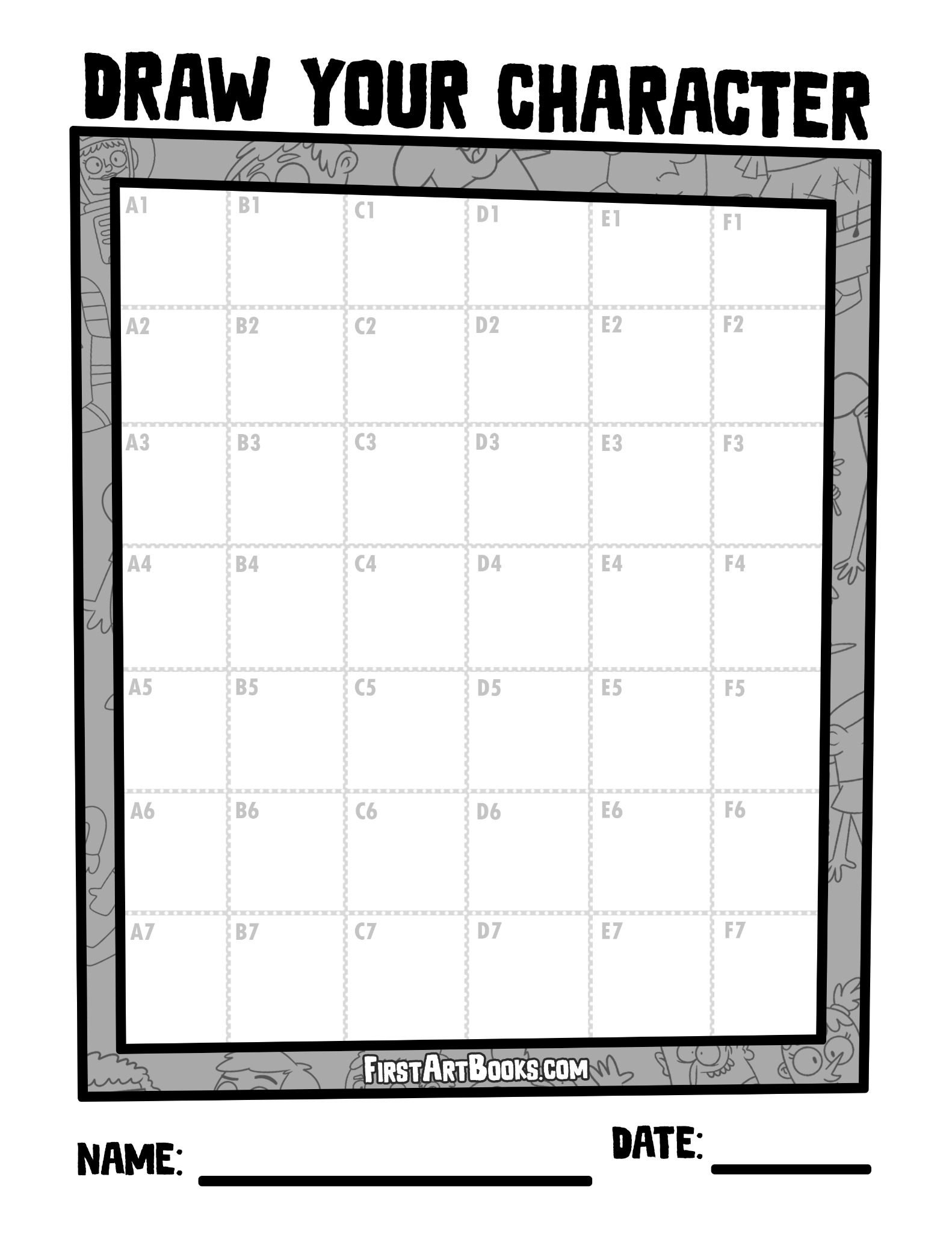 Create-your-own blank grid from Draw by Grid: Cartoon People
