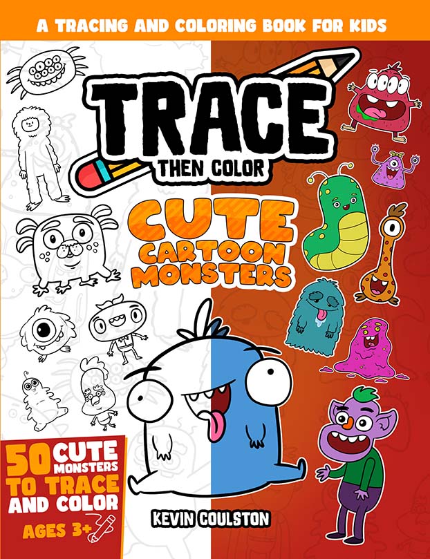 Cover of Trace Then Color: Cute Cartoon Monsters