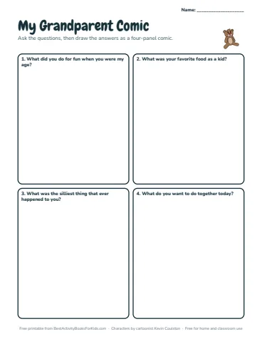 Preview of the My grandparent comic printable