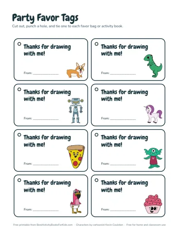 Preview of the Party favor tags printable