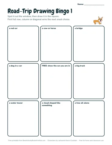 Preview of the Road-trip drawing bingo printable