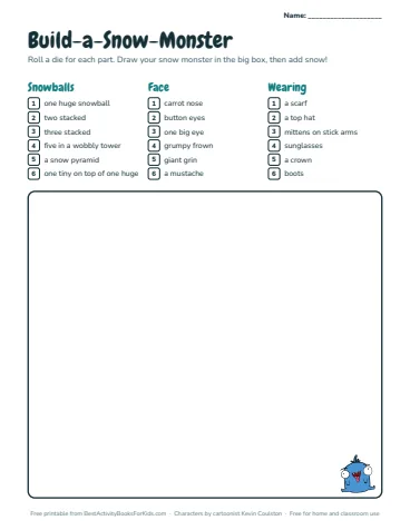 Preview of the Build-a-snow-monster printable