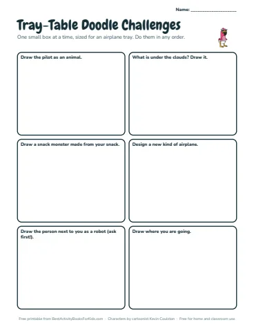 Preview of the Tray-table doodle challenges printable